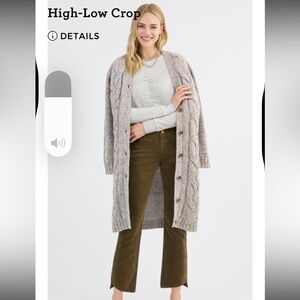 Cabi High-Low Crop Corduroy Pants- Mushroom Brown
